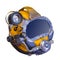 Modern deep sea diving helmet, isolated