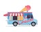 Modern Delicious Ice Cream Commercial Food Truck Vehicle Illustration