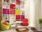 Modern design of a children`s room with a workplace