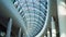 Modern design of the glass roof of the shopping center, inside view. Futuristic, Abstract building design, modern architecture