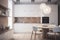 modern design house white home chair kitchen nobody interior apartment contemporary. Generative AI.