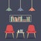 Modern Design Interior Chair and Bookshelf