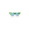 Modern design sunglasses with blue lenses and green frame