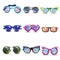 Modern design sunglasses with colorful lenses and frames set