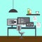 Modern developer workspace vector