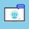 Modern device - laptop, notebook, netbook pc flat design with chat bot speak in the bubble popped on screen icon vector illustrati