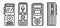 Modern dictaphone icons set, outline style