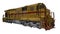 Modern diesel railway locomotive with great power and strength for moving long and heavy railroad train. 3d video