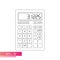 A modern digital calculator with symbols on the keys. Linear design. On a white background. Equipment for office