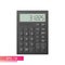 A modern digital calculator with symbols on the keys in a simple black style. Realistic design. On a white background