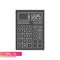 A modern digital calculator with symbols on the keys. Solid design. On a white background. Equipment for office