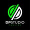 Modern digital circle letter D P DP logo design. Tech game studio initial DP.