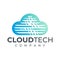 Modern digital cloud technology logo design. Pixel line cloud server logo brand.