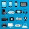 Modern digital devices color icons isolated set