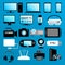 Modern digital devices color icons isolated set