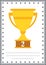 Modern diploma with trophy certificate with place for your content, for kids second place