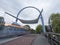 modern drawbridge at dusk in center of old province capital leeuwarden in friesland