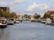 Modern drawbridge in the waterway in the Dutch city of Haarlem