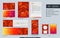 Modern dynamic colorful orange stationery mock up and visual brand identity set