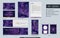 Modern dynamic colorful purple stationery mock up and visual brand identity set