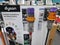 Modern Dyson handheld upright cordless vacuum floor cleaners on display