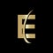 Modern E Logo Design based alphabet business logotype gold color and black background .