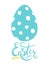 Modern easter minimalistic card with a wish and an egg. Happy easter. Element for print, postcards, invitations, flyers