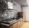 Modern ebony wood kitchen interior 3d