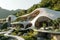 Modern eco-friendly homes in lush greenery