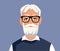Modern Elderly Gentleman Vector Cartoon Portrait
