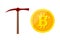 Modern electoron money - crypto currency bitcoin. Golden bitcoin icon on a light background. vector