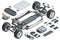 Modern electric car chassis design battery modular platform skateboard module pack board with wheels