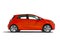 Modern electric car hatchback for travels for a young family red
