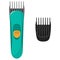 Modern electric hair clipper and the original replacement air nozzle for it. Vector flat illustration, isolated on white backgroun