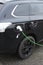 Modern electric plug car charges new electric energy, Netherlands