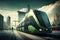 Modern electric train in the city. Transportation concept