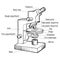 Modern electronic powerful lab microscope parts infographic