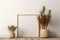 Modern Elegance Poster Frame Mockup Featuring a Plant Pot in a Room with a Clean White Wall. created with Generative AI