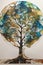 Modern Elegance: Sacred Geometry and Whimsical Oak Trees in Alcohol Ink