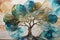 Modern Elegance: Sacred Geometry and Whimsical Oak Trees in Alcohol Ink