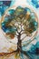 Modern Elegance: Sacred Geometry and Whimsical Oak Trees in Alcohol Ink