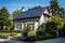 Modern Elegance: Single-Family Home with Solar Panels and Nature\\\'s Touch
