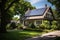 Modern Elegance: Single-Family Home with Solar Panels and Nature\\\'s Touch