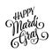 A modern and elegant calligraphy logo featuring the words - Happy Mardi Gras - in playful script lettering style.