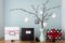 Modern and elegant nordic christmas decor in black and white and red