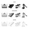 Modern equipment and other web icon in black,monochrome,outline style.Machine tools and equipment factory icons in set