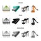 Modern equipment and other web icon in cartoon,black,monochrome style.Machine tools and equipment factory icons in set