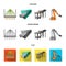 Modern equipment and other web icon in cartoon,flat,monochrome style.Machine tools and equipment factory icons in set
