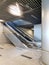 Modern escalator inside the metro, international airport, shopping, office center