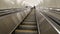 Modern escalator in Moscow metro Metro station Park Pobedy, Russia